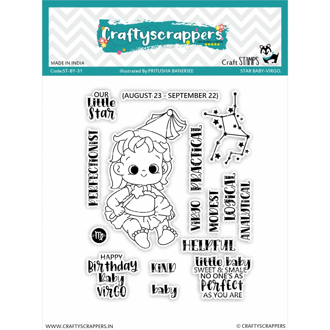 Craftyscrappers Stamps- STAR BABY-VIRGO